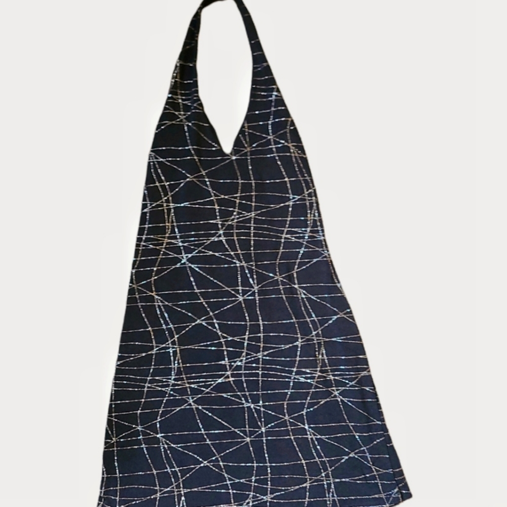 Glittery Spider's Web Halter Dress